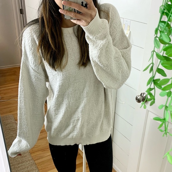 Sweaters - Vintage Textured Cozy Cream Knit Pullover Sweater